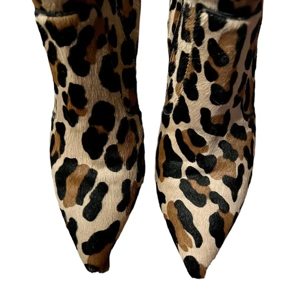 AQUATALIA Marilisa Leopard Calf Hair Kitten Heel Booties Size 8 - Picture 3 of 13